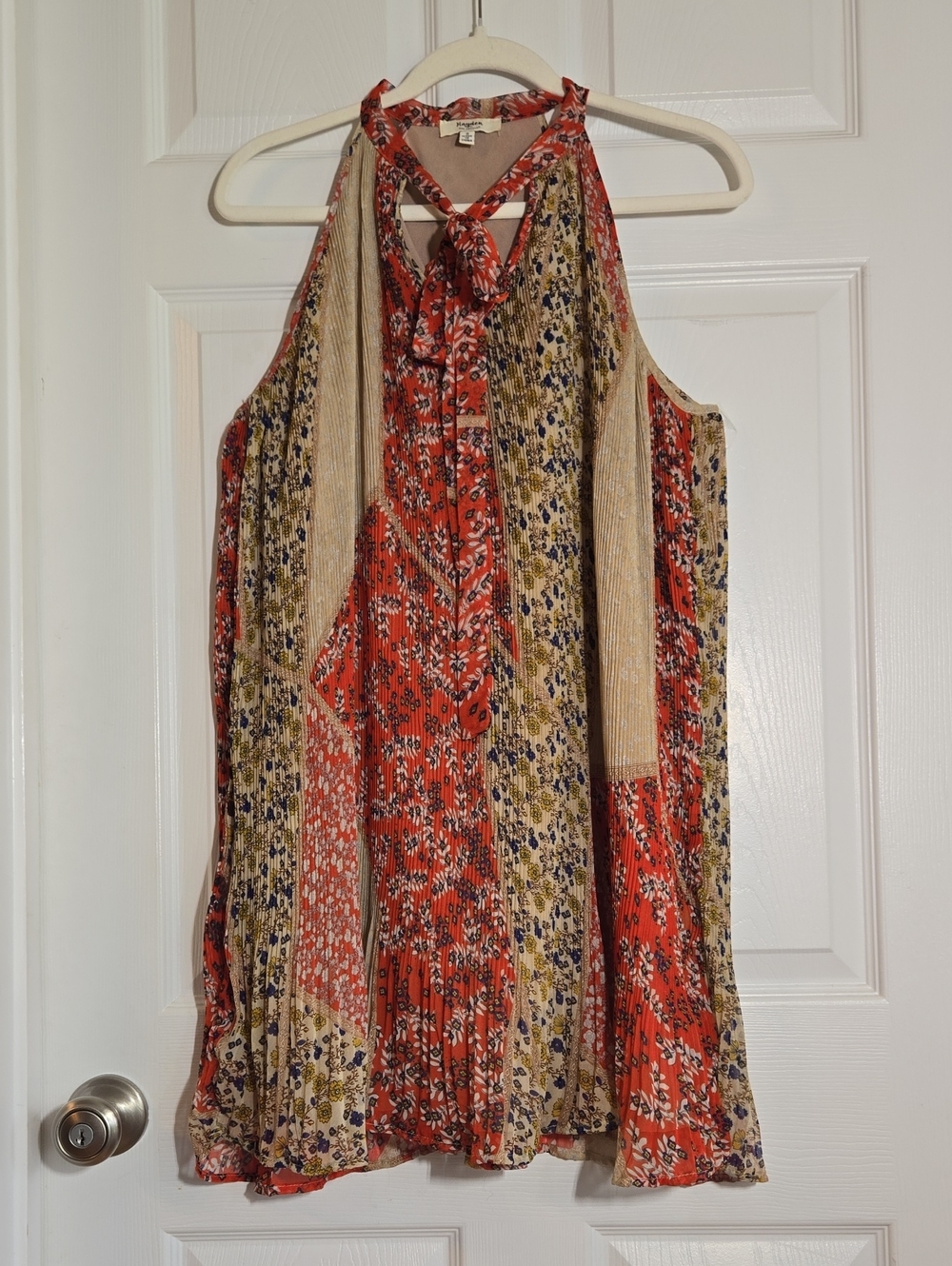 Hayden Red and Tan Floral Halter Dress Size Small